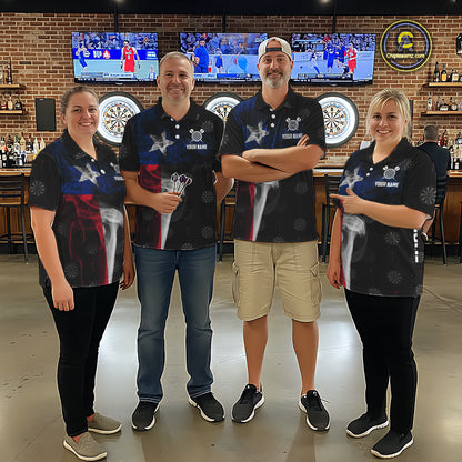 Personalized Texas Flag Smoke Darts Polo & Quarter Zip For Men Custom Texas Darts Team Jersey TDM5487