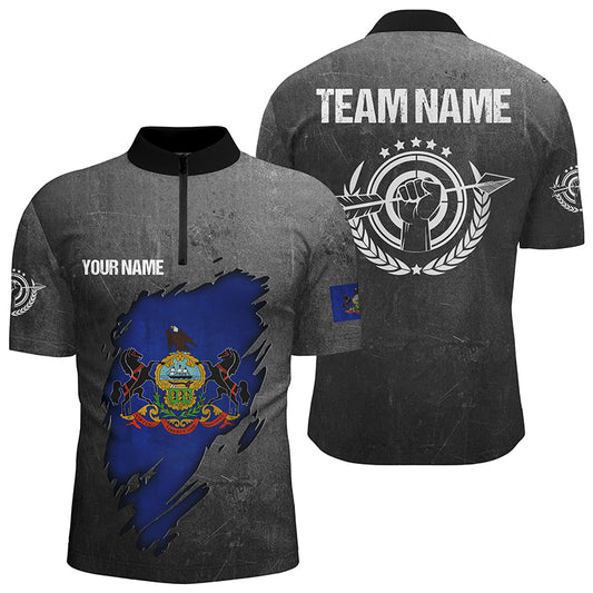 Grunge Pennsylvania Archery Men Quarter-Zip Shirts, Custom Pennsylvania Archery Jerseys TDM0934