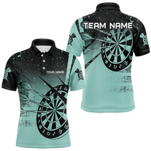 Load image into Gallery viewer, Personalized Grunge Turquoise Darts Polo &amp; Quarter Zip Custom Dart Shirts For Men Darts Team Jersey TDM3446
