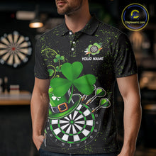Load image into Gallery viewer, Luckiest Green Shamrock Black Grunge Dart Shirts For Men Custom St Patrick Day Dart Team Jerseys TDM3591