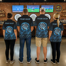 Load image into Gallery viewer, Black And Blue Custom Light Darts Polo &amp; Quarter Zip For Men, Darts Jersey Team Outfit TDM5944
