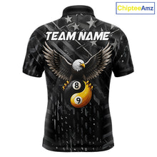 Load image into Gallery viewer, Black US Flag Yin And Yang Custom Eagle Billiard Shirts For Men, 8 Ball &amp; 9 Ball Pool Team Jersey TDM6532