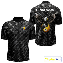 Load image into Gallery viewer, Black US Flag Yin And Yang Custom Eagle Billiard Shirts For Men, 8 Ball &amp; 9 Ball Pool Team Jersey TDM6532