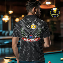 Load image into Gallery viewer, Black US Flag 8 Ball &amp; 9 Ball Pool Billiard Shirt For Men Custom Billiard Team Jersey Polo, 1/4 Zip TDM6533