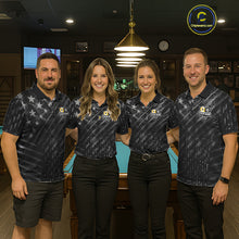 Load image into Gallery viewer, Black US Flag 8 Ball &amp; 9 Ball Pool Billiard Shirt For Men Custom Billiard Team Jersey Polo, 1/4 Zip TDM6533