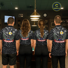 Load image into Gallery viewer, Black US Flag 8 Ball &amp; 9 Ball Pool Billiard Shirt For Men Custom Billiard Team Jersey Polo, 1/4 Zip TDM6533