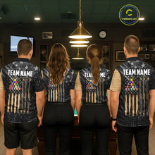 Load image into Gallery viewer, Black American Flag 8 Ball Billiard Shirt For Men Custom Billiard Team Jersey Polo &amp; 1/4 Zip |Tan TDM6535
