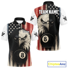 Load image into Gallery viewer, Personalized Vintage American Flag Eagle Billiard Shirt For Men Custom Patriotic Pool Team Jerseys TDM4211