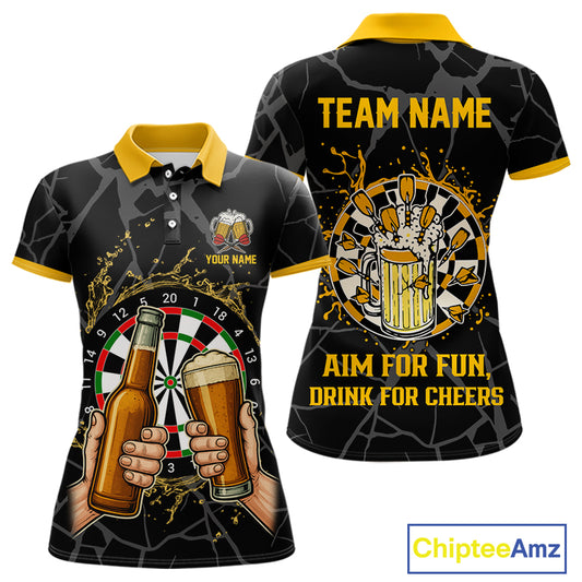 Funny Darts And Beer Aim For Fun Drink For Cheer Custom Women Darts Shirts, Drinking Darts Jerseys TDM4380