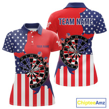 Load image into Gallery viewer, American Flag Dartboard Patriotic Darts Shirt For Women Custom Darts Team Jersey Polo &amp; 1/4 Zip TDM4608