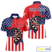 Load image into Gallery viewer, American Flag Dartboard Patriotic Darts Shirt For Men Custom Darts Team Jersey Polo &amp; 1/4 Zip TDM4608