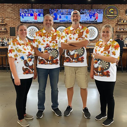 Funny Turkey Beer Autumn Darts Shirts For Women Custom Thanksgiving Darts Team Jersey, Darts Gifts TDM7275