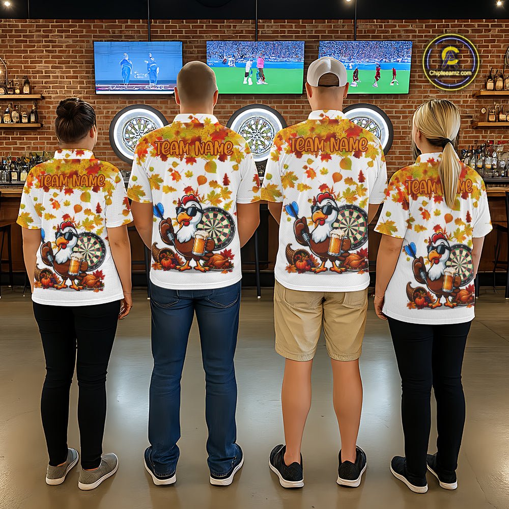 Funny Turkey Beer Autumn Darts Shirts For Women Custom Thanksgiving Darts Team Jersey, Darts Gifts TDM7275