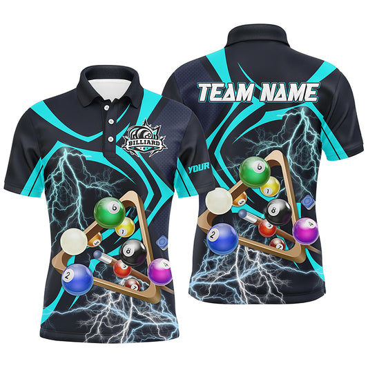 Personalized Billiard Balls Lightning Thunder Full Printing 3D Men Polo Shirts Best Billiard Shirts TDM0381