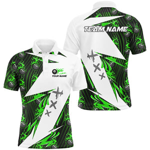 Green Billiard 8 Ball Flame Pattern Custom Pool Shirts For Men, Billiard Tournament Team Jerseys TDM2773