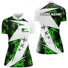 Load image into Gallery viewer, Green Billiard 8 Ball Flame Pattern Custom Pool Shirts For Women, Billiard Tournament Team Jerseys TDM2773