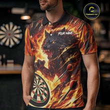 Load image into Gallery viewer, Orange Flaming Wolf Dartboard Jersey For Men Custom Darts League Team Shirt Polo &amp; Quarter Zip TDM5022