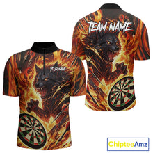 Load image into Gallery viewer, Orange Flaming Wolf Dartboard Jersey For Men Custom Darts League Team Shirt Polo &amp; Quarter Zip TDM5022