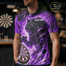 Load image into Gallery viewer, Purple Flaming Wolf Dartboard Jersey For Men Custom Darts League Team Shirt Polo &amp; Quarter Zip TDM5024