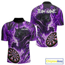 Load image into Gallery viewer, Purple Flaming Wolf Dartboard Jersey For Men Custom Darts League Team Shirt Polo &amp; Quarter Zip TDM5024