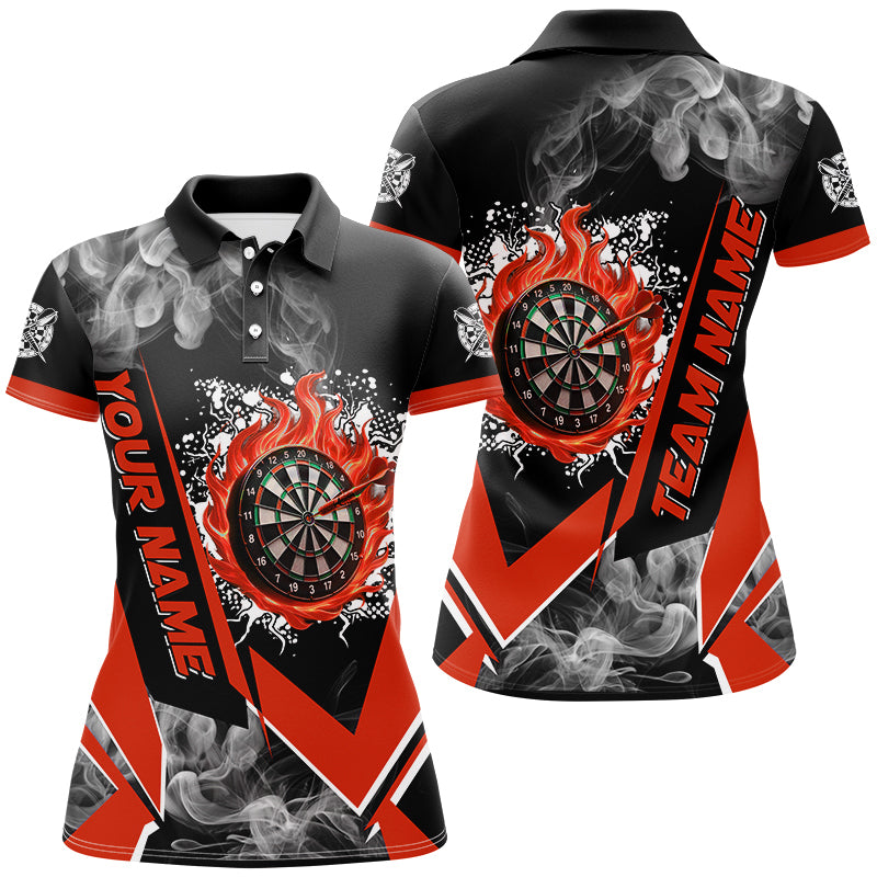 Personalized Dartboard Fire Flame Smoke Custom Dart Shirts For Women, Darts Team Jerseys | Red TDM3008