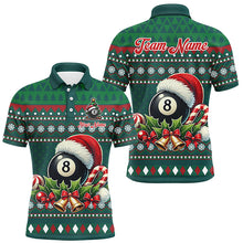 Load image into Gallery viewer, Funny Green Christmas Santa Hat 8 Ball Pool Billiard Shirts For Men Custom Xmas Billiard Jerseys TDM3012