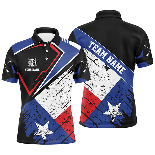 Personalized Archery Texas Flag Vintage Style Men Polo Shirts, Patriotic Texas Archery Shirts TDM0941