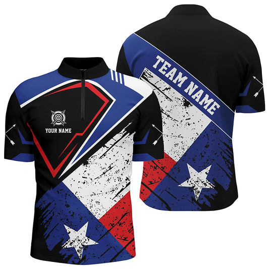 Personalized Archery Texas Flag Vintage Style Men Quarter-Zip Shirts, Texas Archery Shirts TDM0941