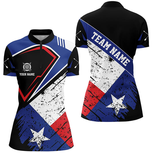 Personalized Archery Texas Flag Vintage Style Women Quarter-Zip Shirts, Texas Archery Shirts TDM0941
