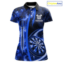 Load image into Gallery viewer, Blue Dartboard Lightning Darts Shirt For Women Custom Flame Darts Team Jersey Polo &amp; 1/4 Zip TDM6113