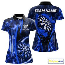 Load image into Gallery viewer, Blue Dartboard Lightning Darts Shirt For Women Custom Flame Darts Team Jersey Polo &amp; 1/4 Zip TDM6113