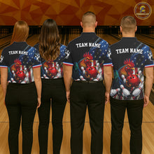 Load image into Gallery viewer, American Flag Rooster Bowling Jersey For Women Custom Patriotic Bowling Shirt Team Polo &amp; 1/4 Zip TDM6119