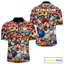 Load image into Gallery viewer, Funny Rooster Graffiti Style Bowling Jersey For Men Custom Bowling Team Jersey Polo &amp; 1/4 Zip TDM6121