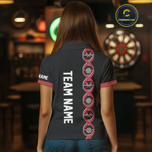 Load image into Gallery viewer, Personalized DNA Darts Shirt For Women Custom Black And Red Funny Darts Jersey Team Polo &amp; 1/4 Zip TDM4617