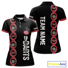 Load image into Gallery viewer, Personalized DNA Darts Shirt For Women Custom Black And Red Funny Darts Jersey Team Polo &amp; 1/4 Zip TDM4617
