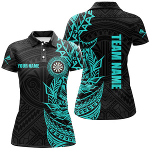 Personalized Turquoise Tribal Darts Polo & Quarter Zip Custom Dart Shirts For Women Dart Jerseys TDM2783