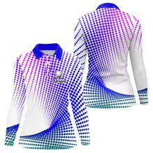 Load image into Gallery viewer, Personalized Blue Geometric Women Golf Shirt Short Sleeve Polo Shirts Ladies Golf Tops, Golfing Gifts TDM3258