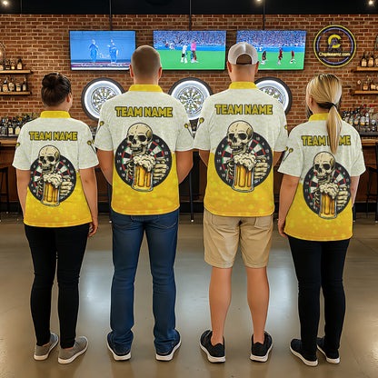 Personalized Funny Beer Skull Darts Shirt For Women Custom Yellow Darts Team Jersey, Darts Gifts TDM5507