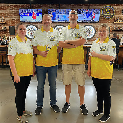 Personalized Yellow Funny Beer Darts Shirt For Women Custom Darts Jersey Team Polo & 1/4 Zip TDM5508