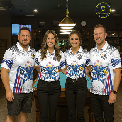 Funny Shark 8 Ball & 9 Ball Pool Billiard Shirt For Men Custom Billiard Team Jersey Polo & 1/4 Zip TDM5965