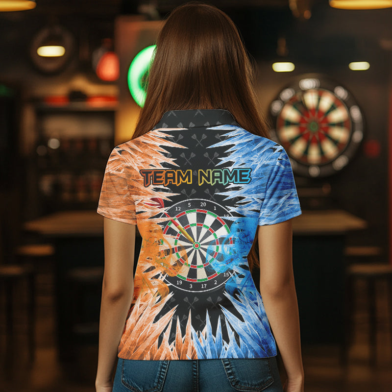 Blue And Orange Icy Women Dart Shirt With Pocket Option Custom Dart Jersey TDM3757