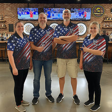 Load image into Gallery viewer, American Flag Fire Flame Darts Shirt For Women Custom Patriotic Darts Jersey Team Polo &amp; 1/4 Zip TDM6125