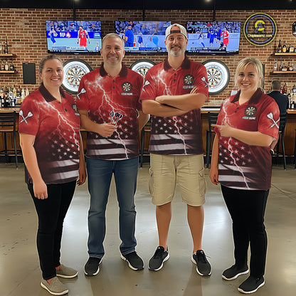 Red Lightning American Flag Eagle Dart Shirt With Pocket Option For Men TDM6553