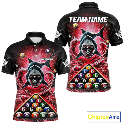 Personalized Red 8 Ball Pool And Shark Billiard Shirts For Men, Billiard League Team Jersey TDM7292