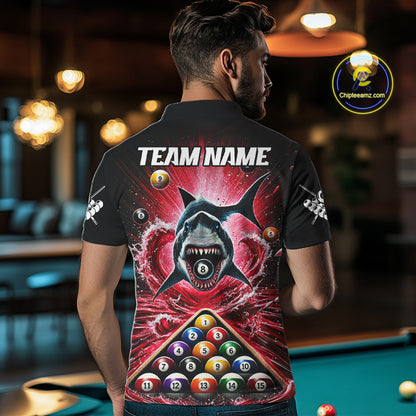 Personalized Red 8 Ball Pool And Shark Billiard Shirts For Men, Billiard League Team Jersey TDM7292