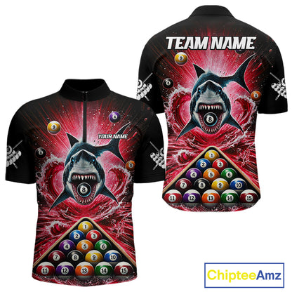 Personalized Red 8 Ball Pool And Shark Billiard Shirts For Men, Billiard League Team Jersey TDM7292