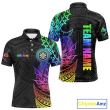 Load image into Gallery viewer, Personalized Rainbow Tribal Darts Polo &amp; Quarter Zip Custom Darts Shirt For Men Darts Team Jersey TDM4827