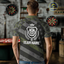 Load image into Gallery viewer, Green Military Camo US Flag Darts Jersey For Men Custom Grunge Darts Shirt Team Polo &amp; Quarter Zip TDM5033