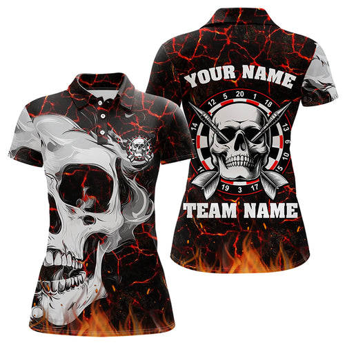 Personalized Red Glowing Fire Crack Skull Dart Shirts Custom Scary Dart Shirts For Women Dart Jersey TDM3267