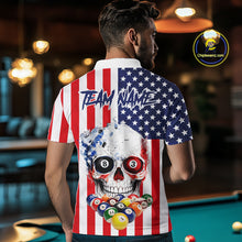 Load image into Gallery viewer, American Flag Grunge Skull Billiard Shirt For Men Custom Patriotic Pool Team Jersey Polo &amp; 1/4 Zip TDM6132